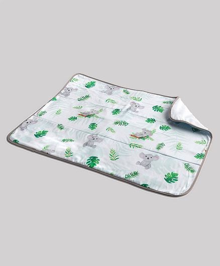 Fancy Fluff Organic Cotton Bed Protector Koala Print - White Grey