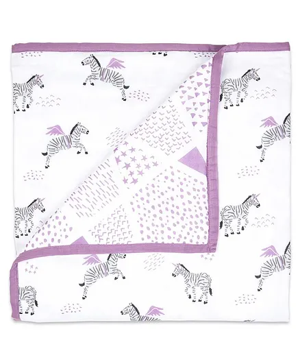 Masilo Organic Cotton Dohar Animal Print - White Purple
