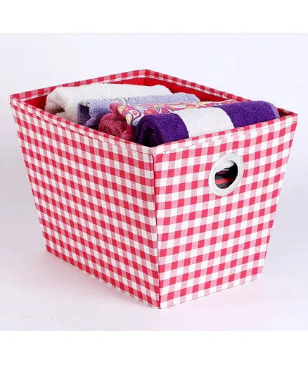 My Gift Booth Check Cotton Storage Bin - Red White