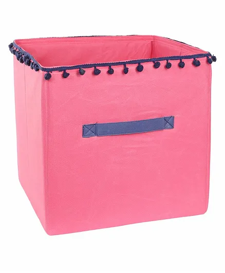 My Gift Booth Storage Bin With Pom Pom Lace Border - Yellow