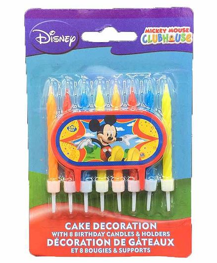 Funcart Mickey Mouse Candles & Holders Multicolor - 9 Pieces