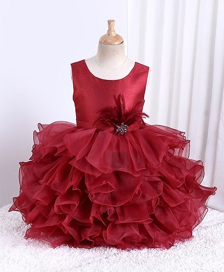 Mark & Mia Sleeveless Solid Color Frock - Maroon