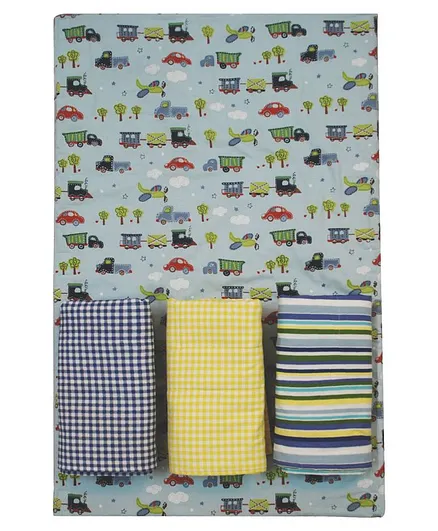 Abracadabra Changing Mat Large Transport Print Pack of 4 - Blue