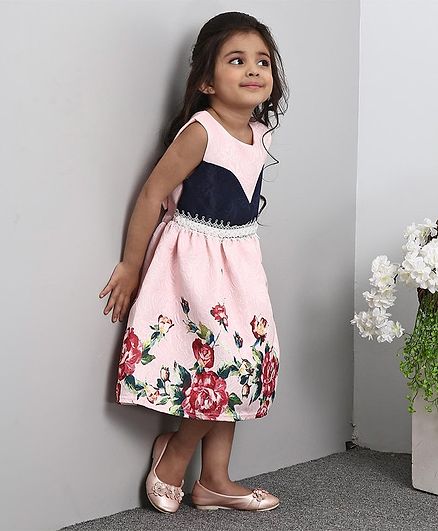 Mark & Mia Sleeveless Party Frock Floral Print - Light Pink Blue