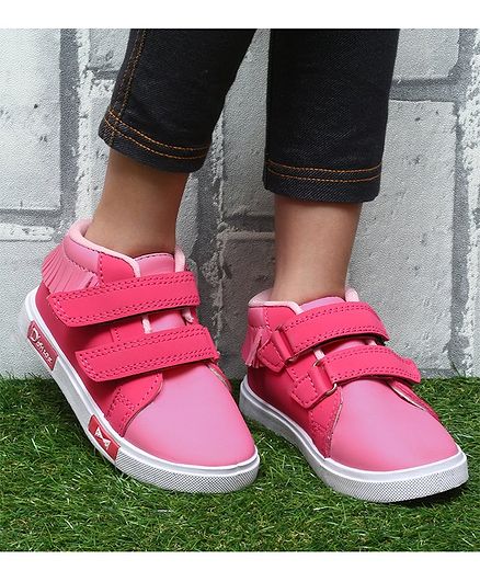D'chica Tassel Detailing Double Velcro Closure Shoes - Pink