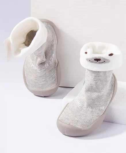Cute Walk by Babyhug Ankle Length Non Terry Sock Shoes - Grey