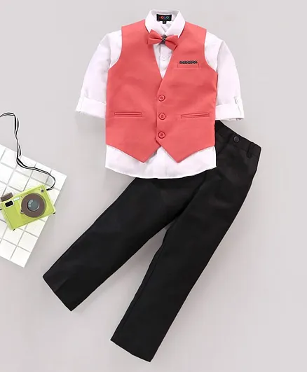 Robo Fry 3 Piece Party Suit With Bow - Peach