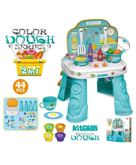 Playhood 2 In 1 Kitchen Set with 4 Play Dough Set Multicolor - 44 Pieces