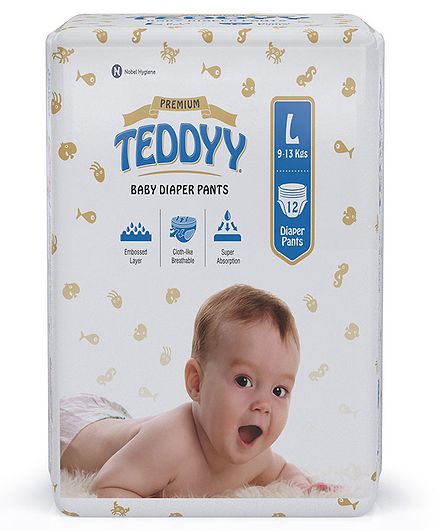 Teddyy Baby Premium Pant Style Diapers Large - 12 Pieces