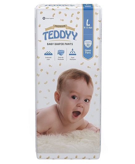 Teddyy Baby Premium Pant Style Diapers Large - 32 Pieces