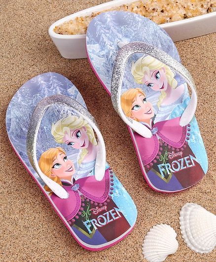 Disney Flip Flops Frozen Characters Print - Purple