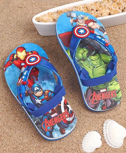 Marvel Flip Flops with Back Strap Avengers Print - Blue
