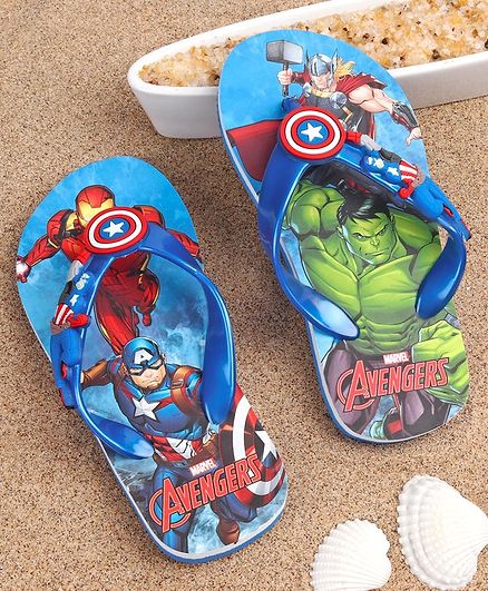 Marvel Flip Flops with Back Strap Avengers Print - Blue