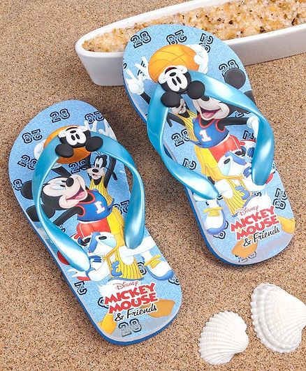 Disney Flip Flops with Back Strap Mickey Mouse Print - Light Blue