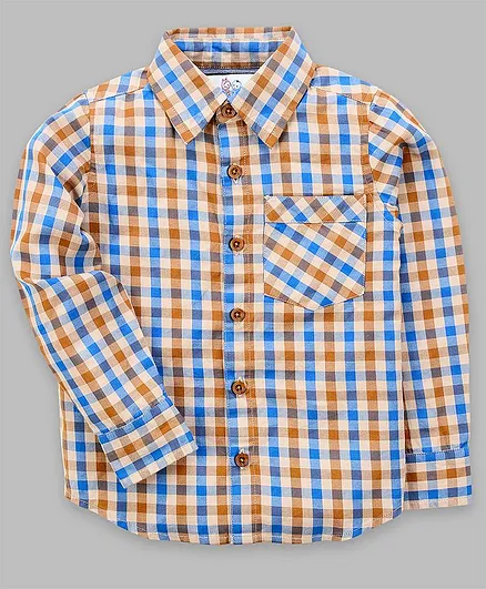 Young Birds Checked Full Sleeves Shirt - Blue