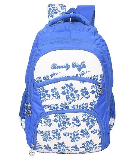 Beauty Girls Water-proof Polyester Backpack White Blue - 18 Inches