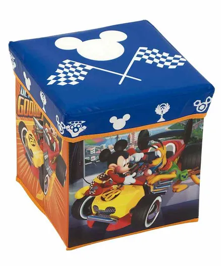 Arditex Disney Mickey Mouse Roadster Racer Fabric Stool Cum Storage Bin - Blue