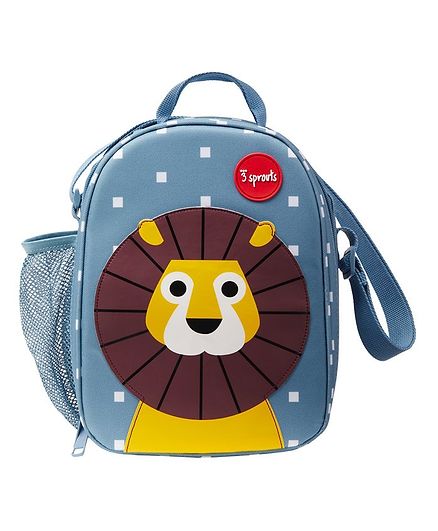 3 Sprouts Lunch Box Bag Lion Patch - Blue