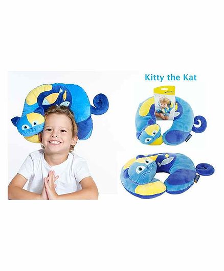 Travel Blue Neck Pillow Kitty Design - Blue