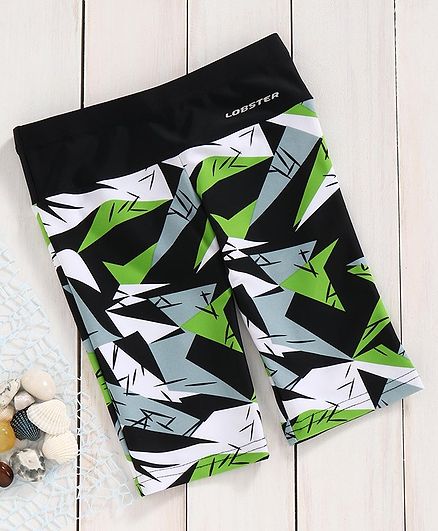 Lobster Printed Swimming Trunk - Black Green