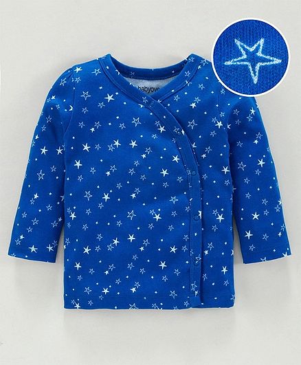 Babyoye Cotton Full Sleeves Jhabla Vest Star Print - Blue