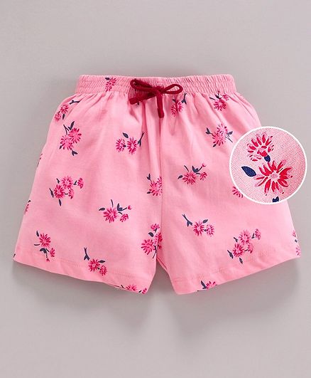 Fido Shorts with Drawstring Floral Print - Light Pink