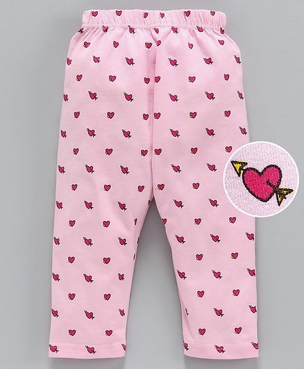 Fido Three Fourth Leggings Heart Print - Pink