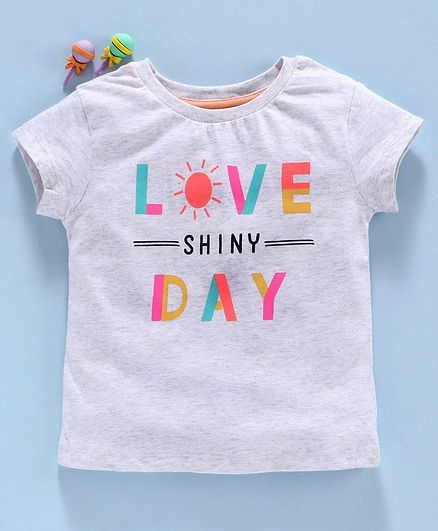 Vitamins Short Sleeves Top Text Print - Grey