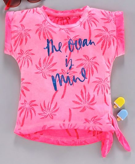 Vitamins Magyar Sleeves Printed Top with Slip - Neon Pink
