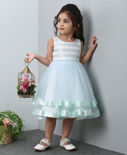 Mark & Mia Sleeveless Striped Frock - Light Blue