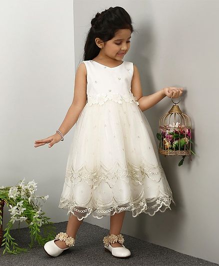 Mark & Mia Sleeveless Pearl Embellished Frock - White
