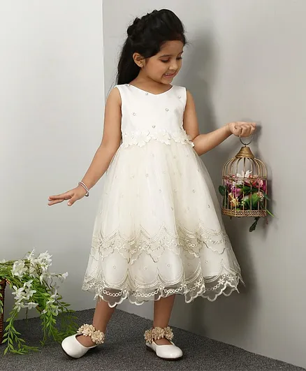 Mark & Mia Sleeveless Pearl Embellished Frock - White