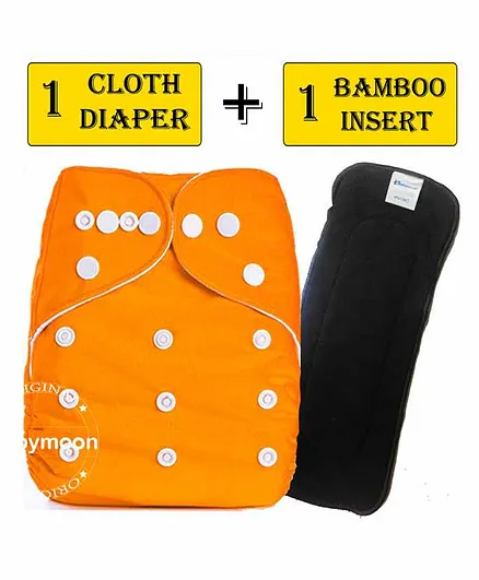 Babymoon Reusable Cloth Diaper with Insert - Orange
