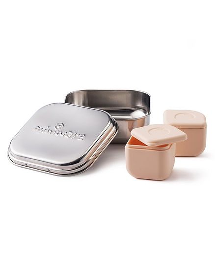 Miniware Grow Bento & Silipods Lunch Box - Peach Grey