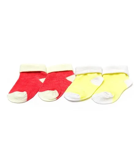 Kid-O-World Colour Blocked Pack Of 4 Socks - Red Yellow