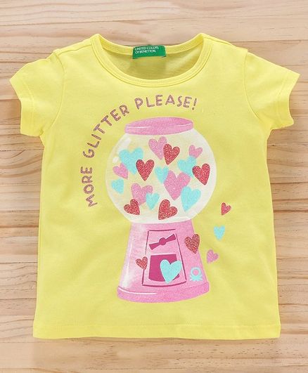 UCB Short Sleeves Top Glitter Candy Print - Yellow