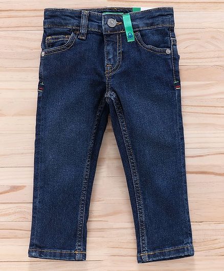 UCB Denim Jeans with Adjustable Elastic Waist - Blue
