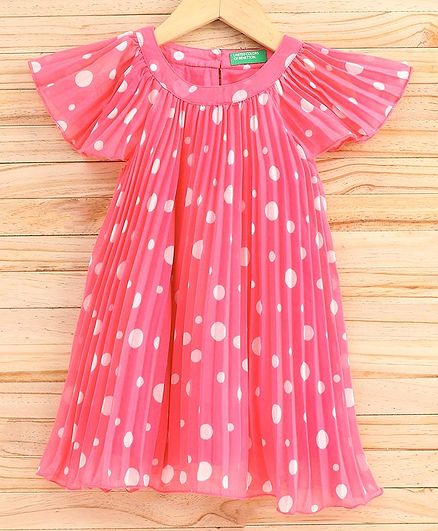 UCB Short Sleeves Frock Polka Dot Print - Pink