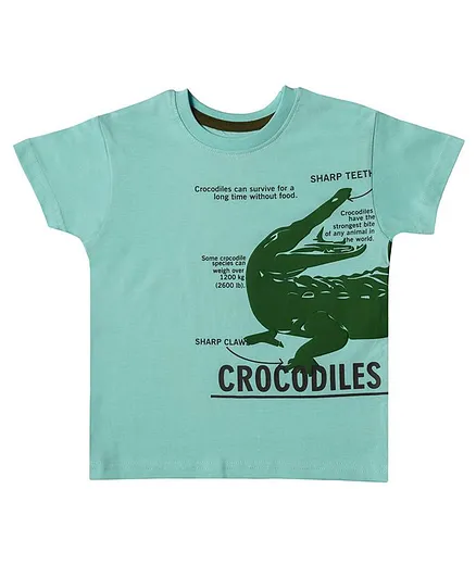 Kid Studio Crocodile Print Half Sleeves T-Shirt - Sea Green