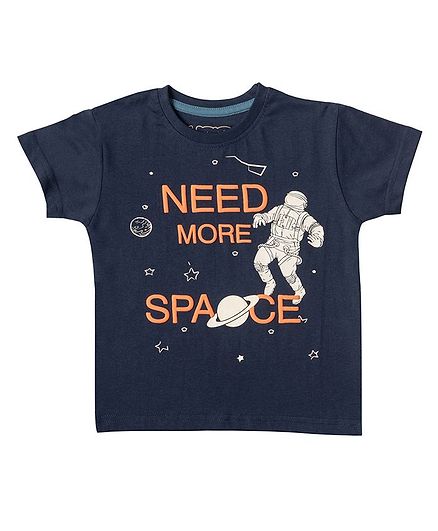 Kid Studio Short Sleeves Need More Space Print Tee - Navy Blue