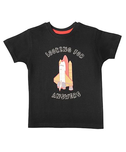 Kid Studio Short Sleeves Rocket Printed Tee - Black