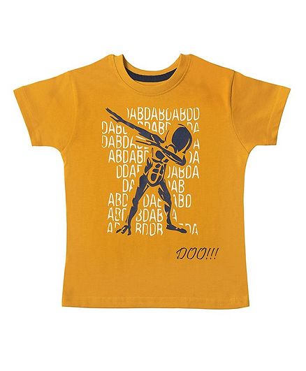 Kid Studio Short Sleeves Text Print Tee - Yellow
