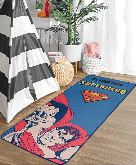 Saral Home Superman Theme Anti-Skid Yoga Mat - Navy Blue