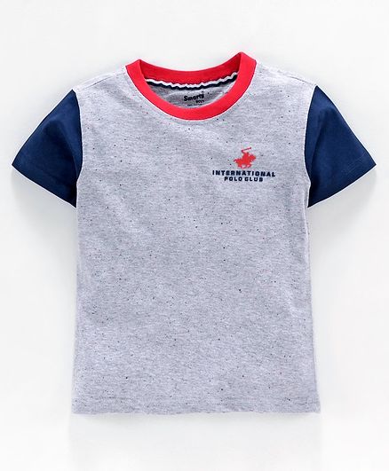 Smarty Half Sleeves T Shirt Polo Patch - Grey Red