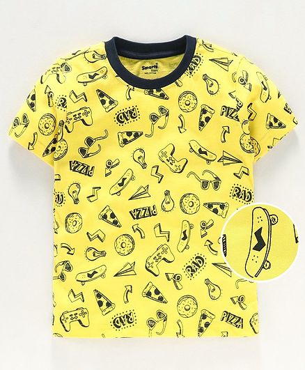 Smarty Half Sleeves T Shirt Multi Print - Yellow