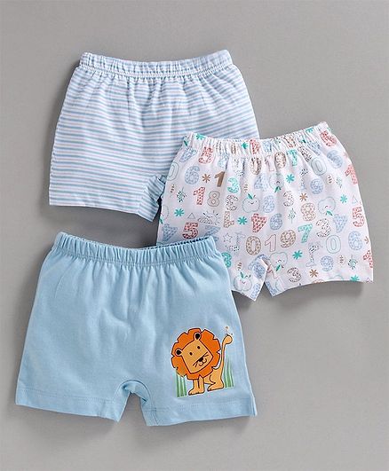 Ohms Shorts Number & Animal Print Pack of 3 - Blue White