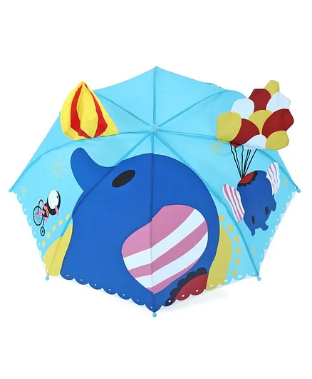 3D Pop Up Umbrella Elephant Print - Blue