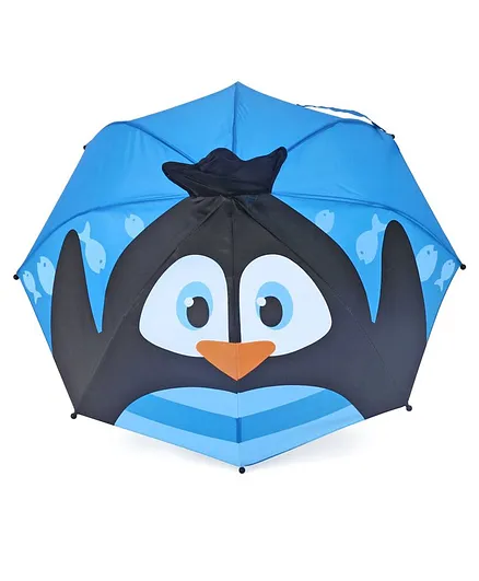 3D Pop Up Umbrella Penguin Print - Blue