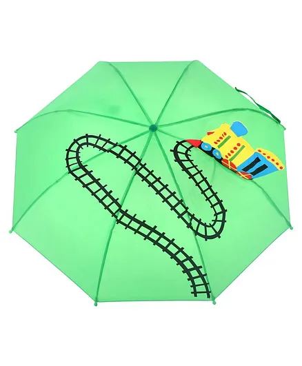 3D Pop Up Umbrella Train Print - Green