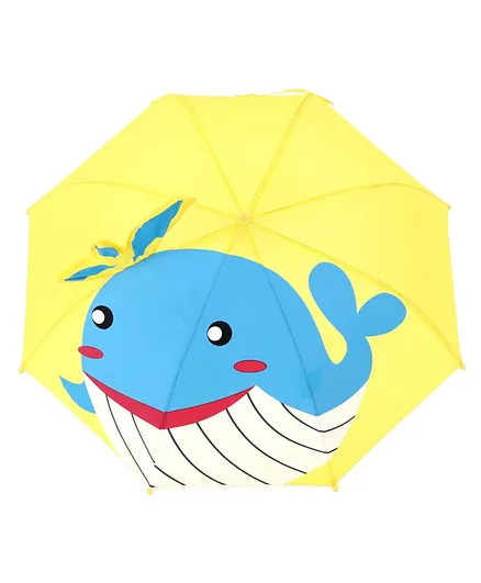 3D Pop Up Umbrella Whale Print - Yellow